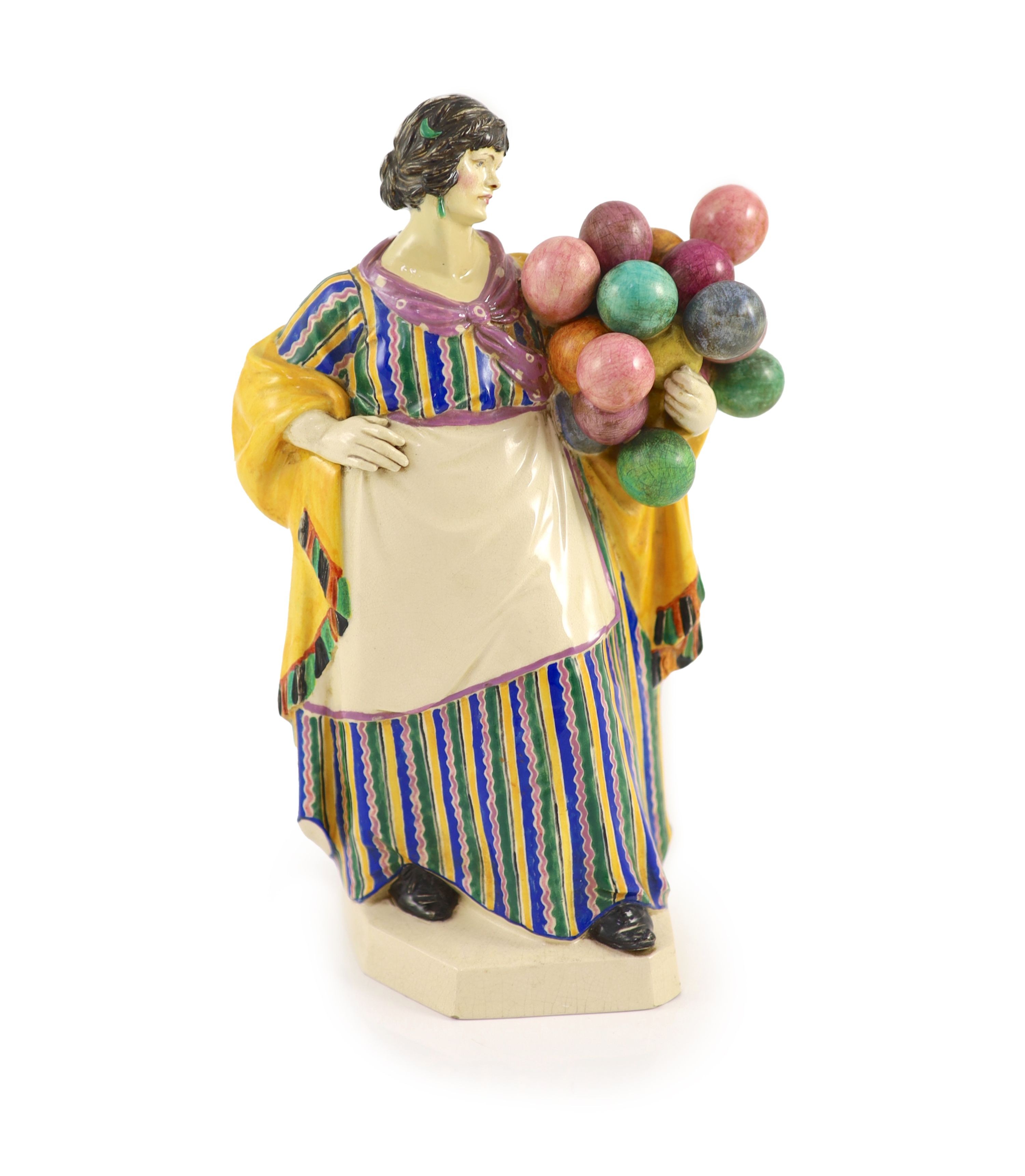 A Charles Vyse pottery figure The Balloon Seller, c.1922, 22.5 cm high